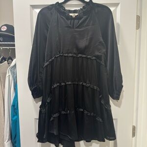 Umgee Black Tiered Ruffled Mini Dress